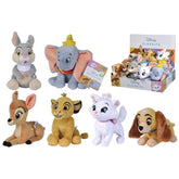 Disney Classic Plush Character stuffed animals in a white box with colorful images and a clear plastic window displaying six