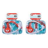 Doctor's case with accessories featuring a stethoscope and heart-shaped device, presented in clear plastic packaging with blu