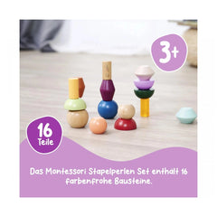 Eichhorn Montessori Stapel-Beads educational toy set featuring colorful blocks and balls for children aged 3 and up.