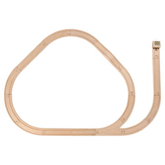 Eichhorn Train Track Playset featuring 33 pieces with curved and straight rails in light-colored wood on a white background.