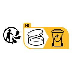 EULENSPIEGEL Profi-Aqua-Makeup graphic with black text "FR", yellow border, and simplified icon of a person holding a circula