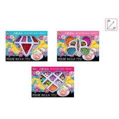 Fatti Bella Bijoux Set features vibrant, playful packaging adorned with flowers and candy motifs, showcasing colorful designs