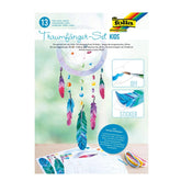 Folia Dreamcatcher Set for kids in glossy white packaging featuring blue and black printed text and DIY craft instructions.