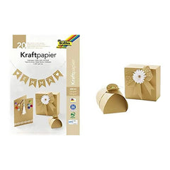 Folia Kraftpapier A4 sheets packaging featuring a decorative bow, highlighting recyclable and biodegradable materials.