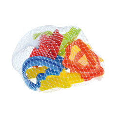 Gowi cookie cutter set in a colorful plastic mesh bag, featuring ten vibrant components for pretend professions and role play