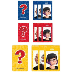 HASBRO Indovina Chi Travel board game features a grid of glossy playing cards with question marks and faces on both sides.