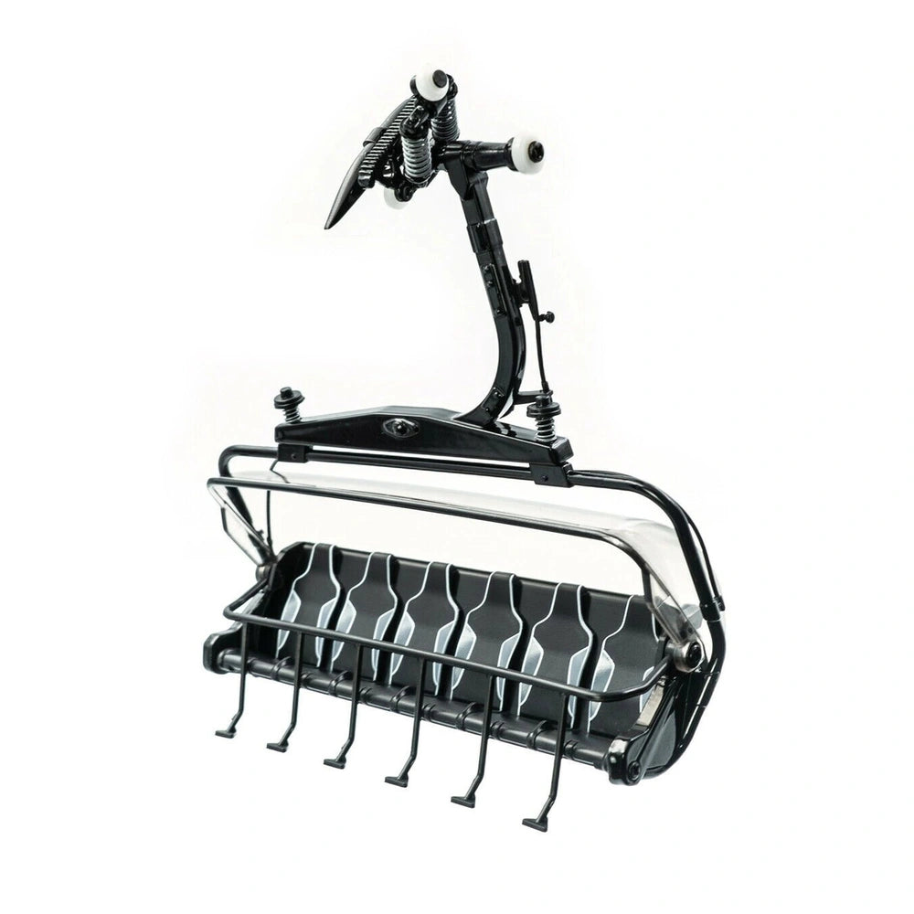 Grey-black D-Line 6 seater chair featuring a black metal frame, clear plastic window, and black plastic handle and base.