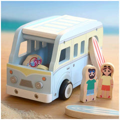 Johntoy - Furgoneta de Playa Retro de Madera - Juguetes de Actividad para Bebés