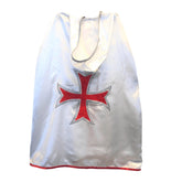 Liontouch Maltese Cape featuring a red cross on a smooth, metallic-looking fabric with a white background.