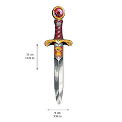 Mini Lion Sword in red with a metallic silver blade, gold hilt, and a red handle, designed for pretend professions and role p