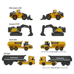 Majorette - Set de 4 Vehículos de Construcción Volvo - Juguetes para Jugar
