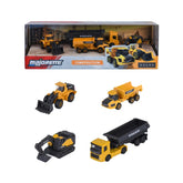 Majorette - Set de 4 Vehículos de Construcción Volvo - Juguetes para Jugar