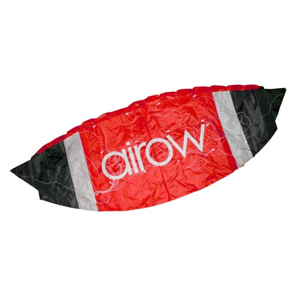 Mandelli Airow 140 Kite made of shiny red foil with a black edge and centered white "airrow" text.