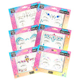 Star Face Gems Pack features colorful tattoos with gemstones in glossy pink packaging, showcasing designs through clear windo
