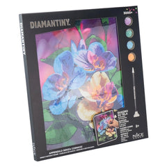 Diamantiny Artist Level Up painting kit in black packaging with a glossy finish, featuring a brush and vibrant floral design.