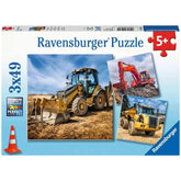 Ravensburger - Vehículos de Construcción en Uso - 3x49 Piezas - Rompecabezas