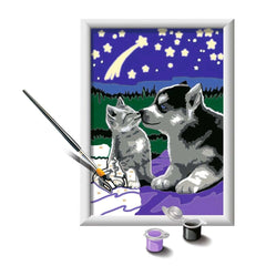 Ravensburger - Creart Cachorros Bajo las Estrellas - Pintura por Números - Artes y Manualidades