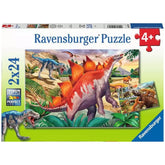 Ravensburger - Dinosaurios - Animales Prehistóricos Salvajes - 2x24 Piezas - Rompecabezas