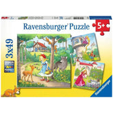 Ravensburger - Cuentos de hadas - Rapunzel, Caperucita Roja y El Príncipe Rana - 3x49 Piezas - Puzzles