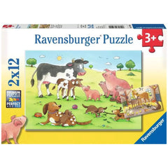 Ravensburger - Familias Animales Felices - 2x12 Piezas - Rompecabezas