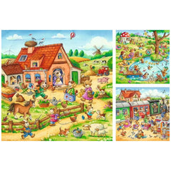 Ravensburger - Vacaciones en el campo - 3x49 piezas - Rompecabezas