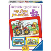 Ravensburger - Mis Primeros Rompecabezas - Excavadoras, Tractores y Camiones de Volteo - 3X6 Piezas - Rompecabezas