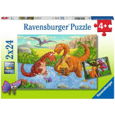 Ravensburger - Jugando con Dinosaurios - 2x24 Piezas - Rompecabezas
