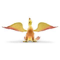 Phoenix figure with a yellow body, pink wings, and a humanoid posture, standing upright on a flat surface.