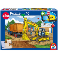 Schmidt Spiele - Excavator 40 Pcs and Siku Play Vehicle - Puzzles