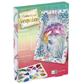 Sentosphere craft kit package features vibrant dolphin graphics and sequins, designed to attract arts and crafts enthusiasts.