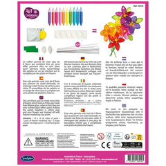 Sentosphere Crystal Flor arts and crafts packaging features colorful flower illustrations and includes various art supplies.