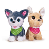 Simba Chi Chi Love Puppy Friends features a plush wolf and fox, both with colorful bandanas, soft textures, and friendly expr