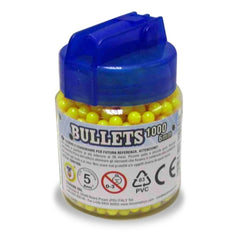 Teorema BULLETS 1000 6mm toy ammunition in a clear plastic bottle with a blue cap and a white label featuring text and symbol