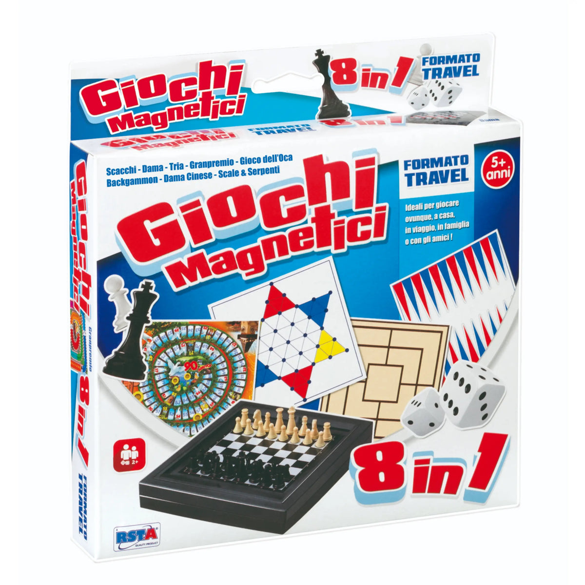 RS Toys - Giochi Magnetici 8 in 1 Travel - Board Games
