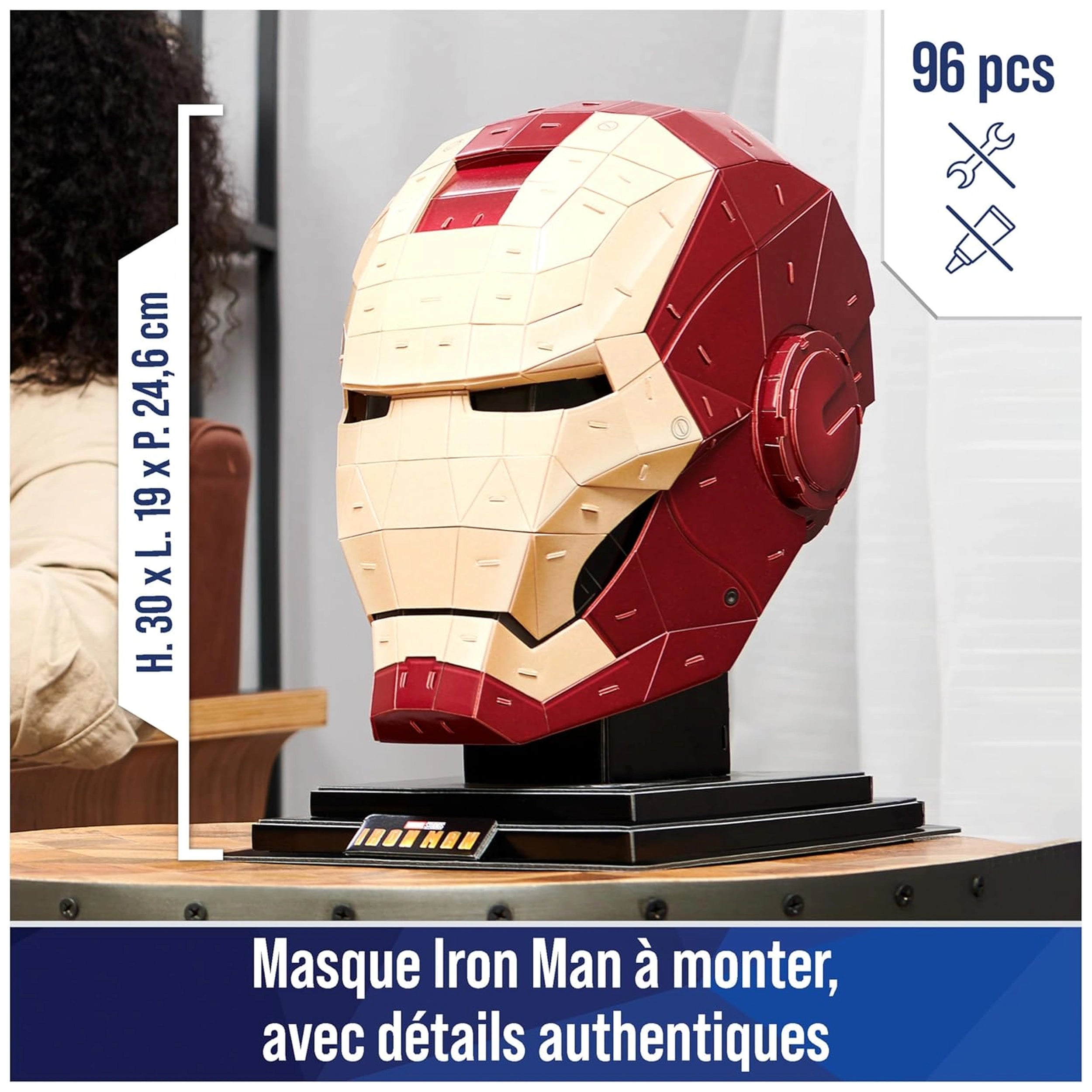 Kit de modelo de rompecabezas 3D Marvel Iron Man 4D con soporte, 96 piezas, juego de construcción