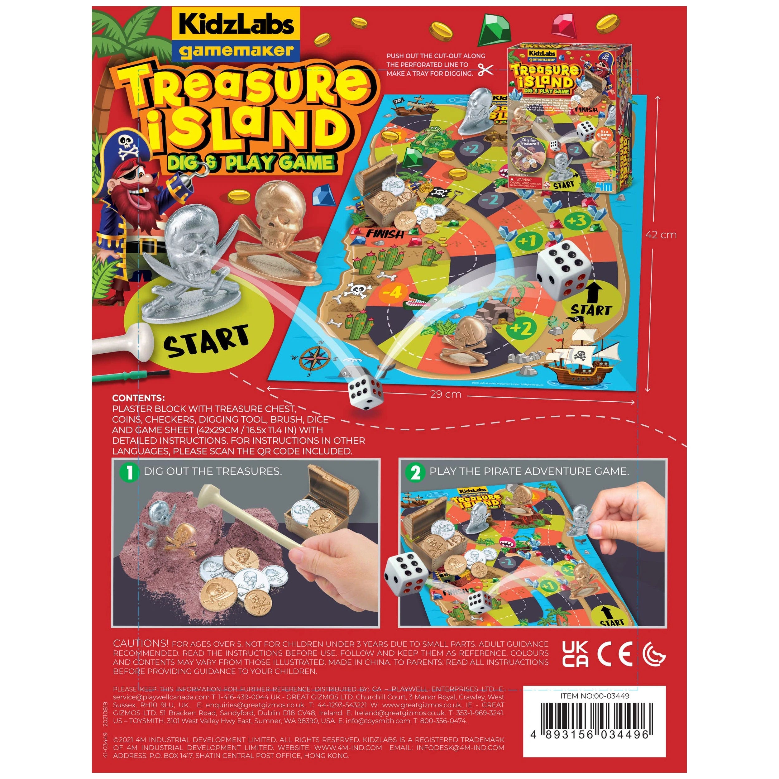 4M - KidzLabs Treasure Island Dig & Play Game - Board Games