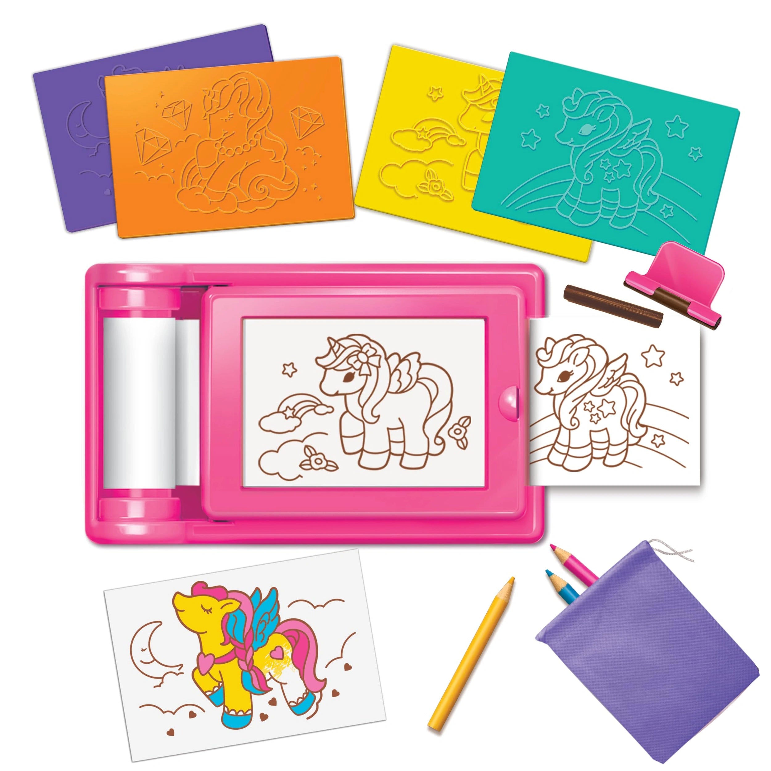 4M - KidzMaker Unicorn Rub Art Studio - Arts & Crafts