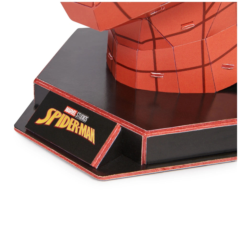 4D Build Marvel Spider-Man 3D Puzzle Model Kit features a red top with textured patterns on a black base, displaying "SPIDERM