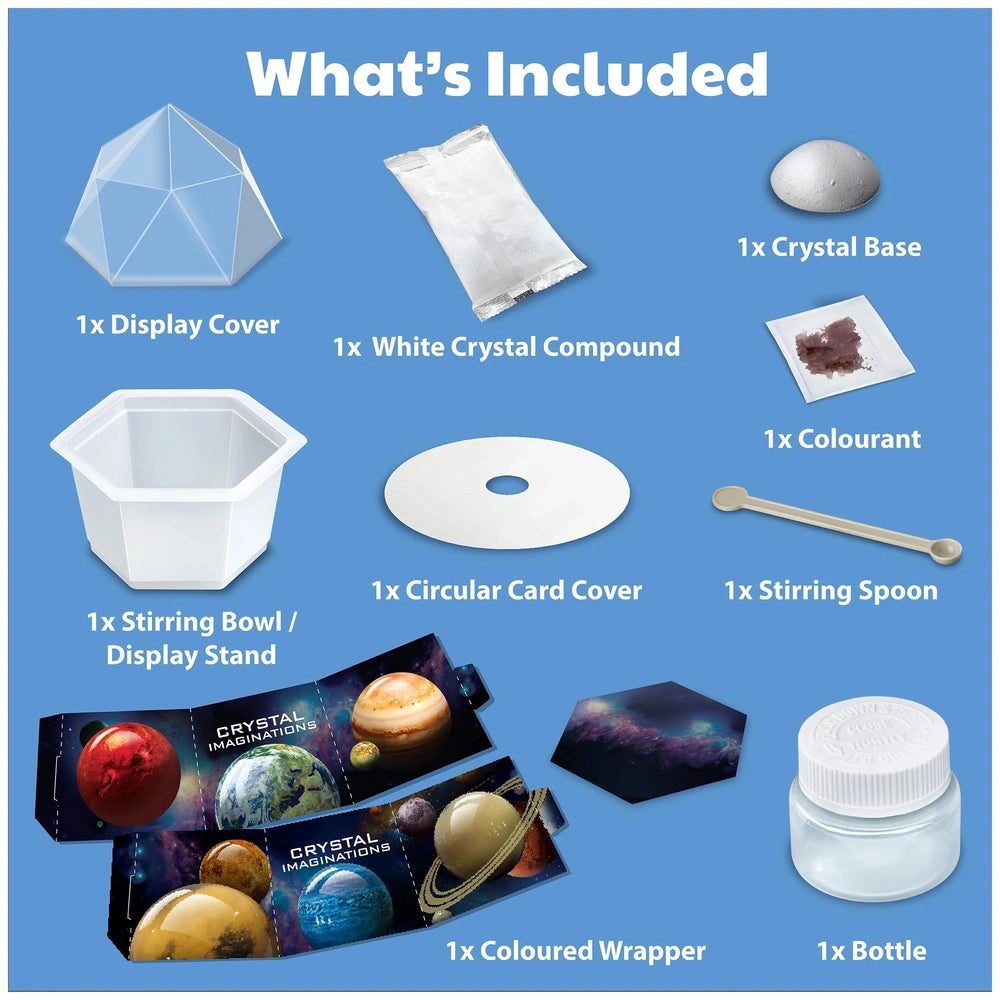 4M Crystal Growing Red Edition toy playset includes a matte cardboard display cover, stirring spoon, and clear plastic compon