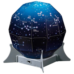 KidzLabs Night Sky Projection Kit features a dark blue star map globe on a gray stand with white stars and educational text.