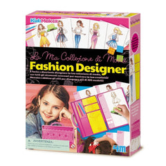 4M KidzMaker My Design Portfolio Fashion Studio packaging in glossy pink features a clear window displaying arts and crafts s