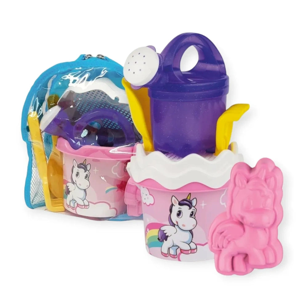 Set de mochila unicornio 6 piezas - Juguetes de playa - 10+ meses