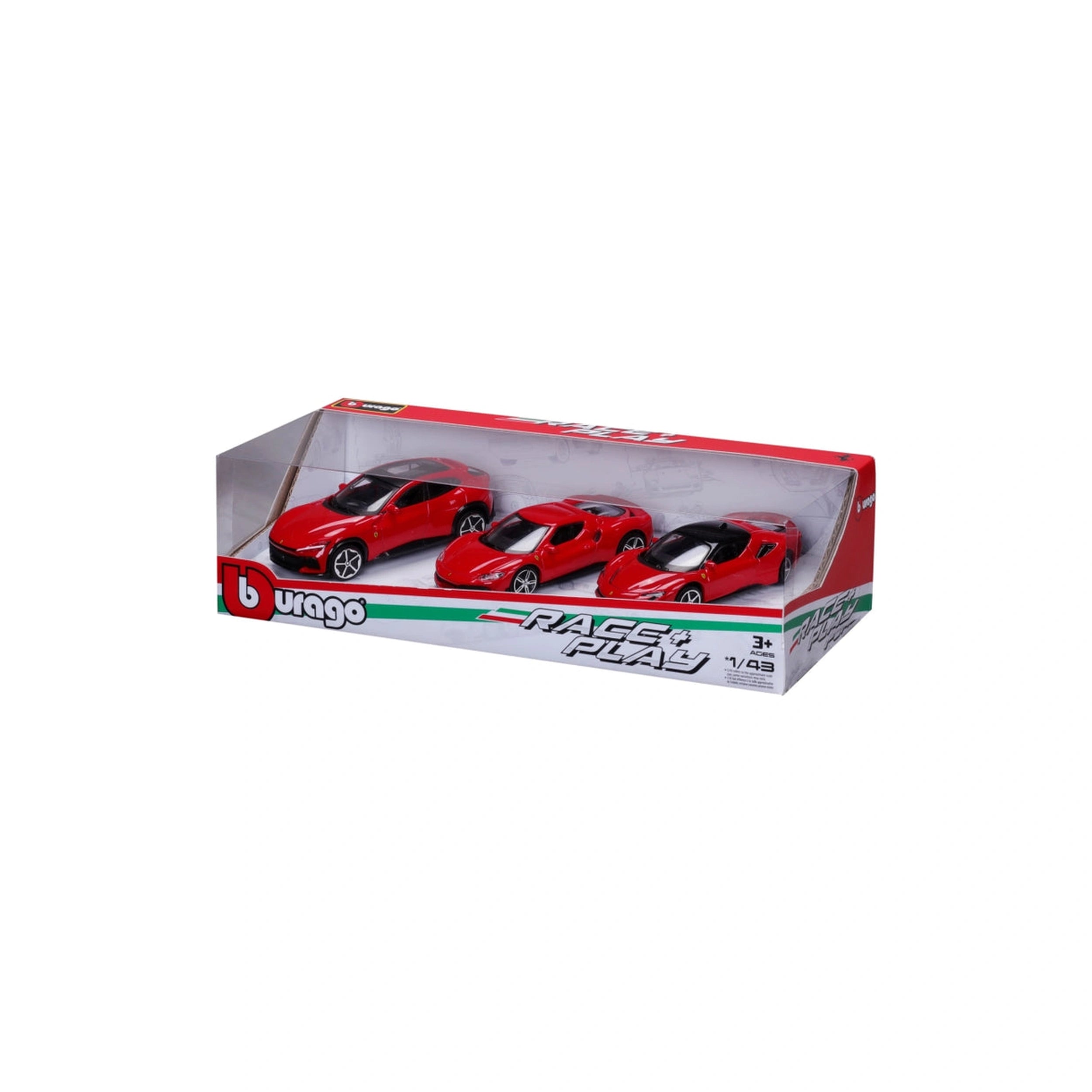 BBurago - Race Play Ferrari 3 Car Gift Pack Set 143 Die Cast Play Vehicles