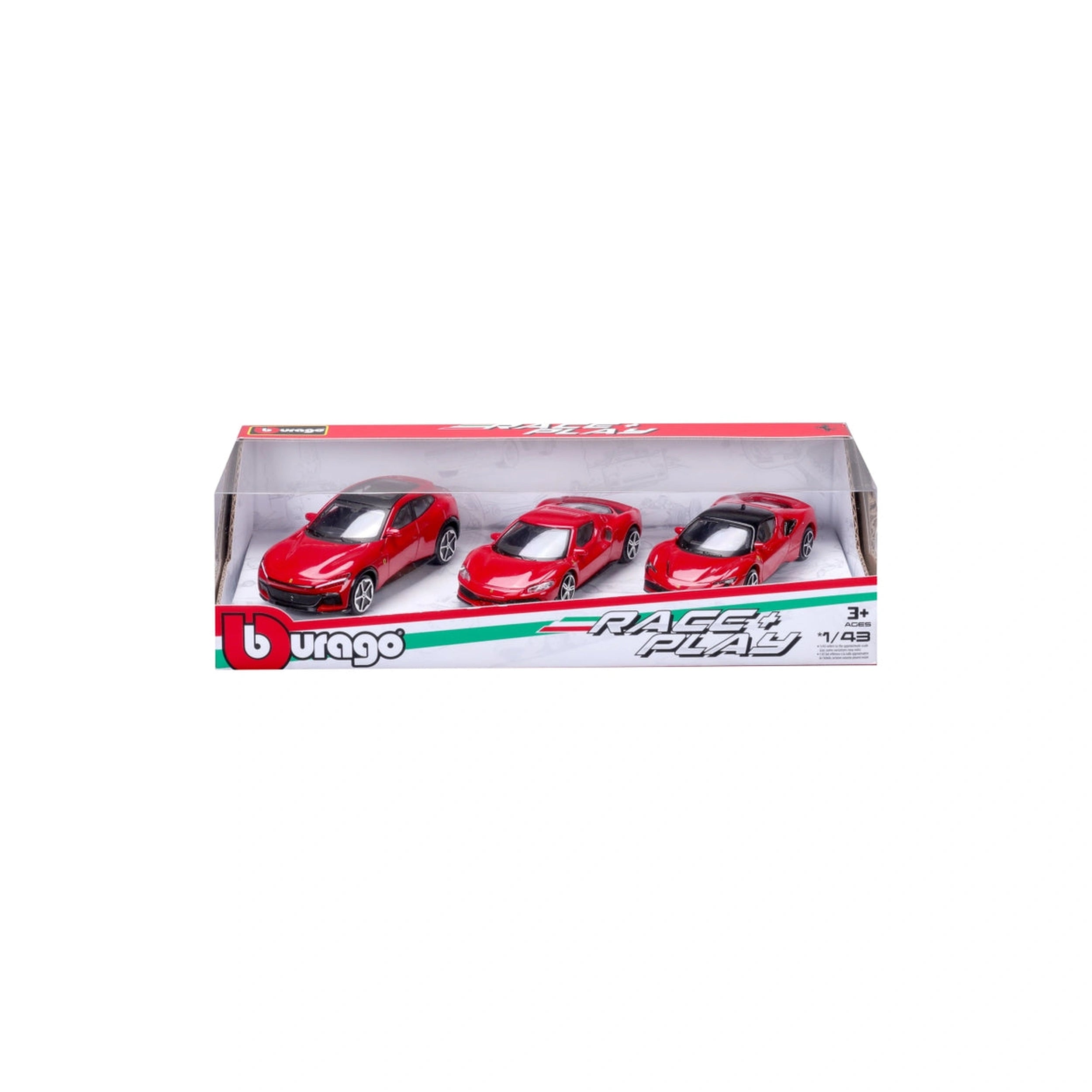 BBurago - Race Play Ferrari 3 Car Gift Pack Set 143 Die Cast Play Vehicles