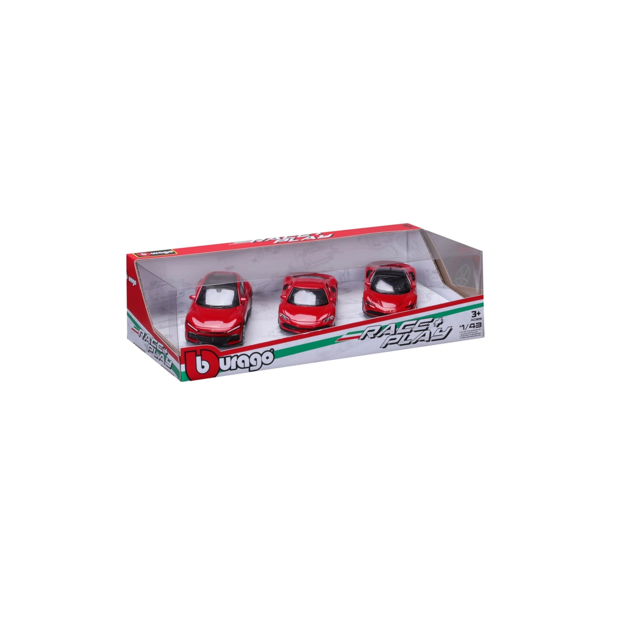 BBurago - Race Play Ferrari 3 Car Gift Pack Set 143 Die Cast Play Vehicles