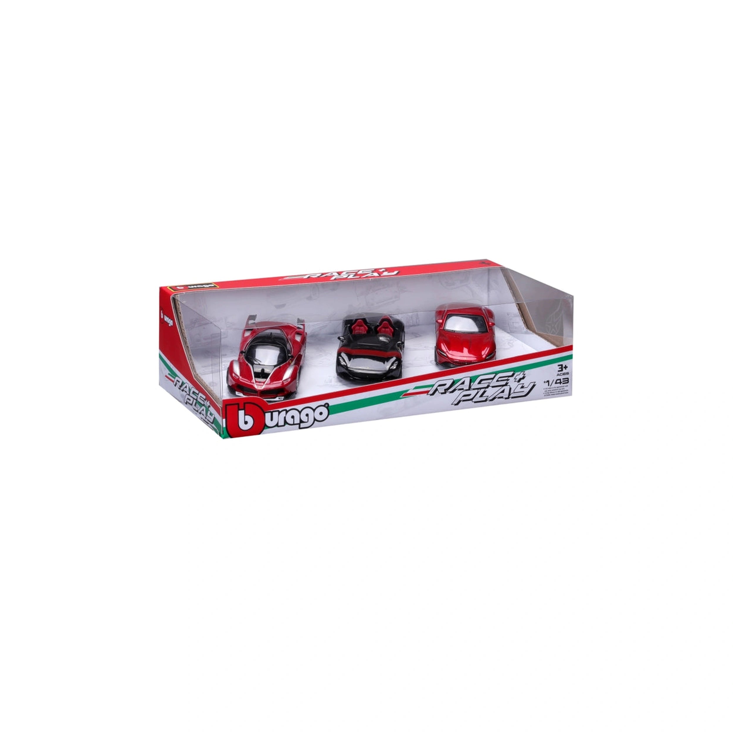 BBurago - Race Play Ferrari 3 Car Gift Pack Set 143 Die Cast Play Vehicles