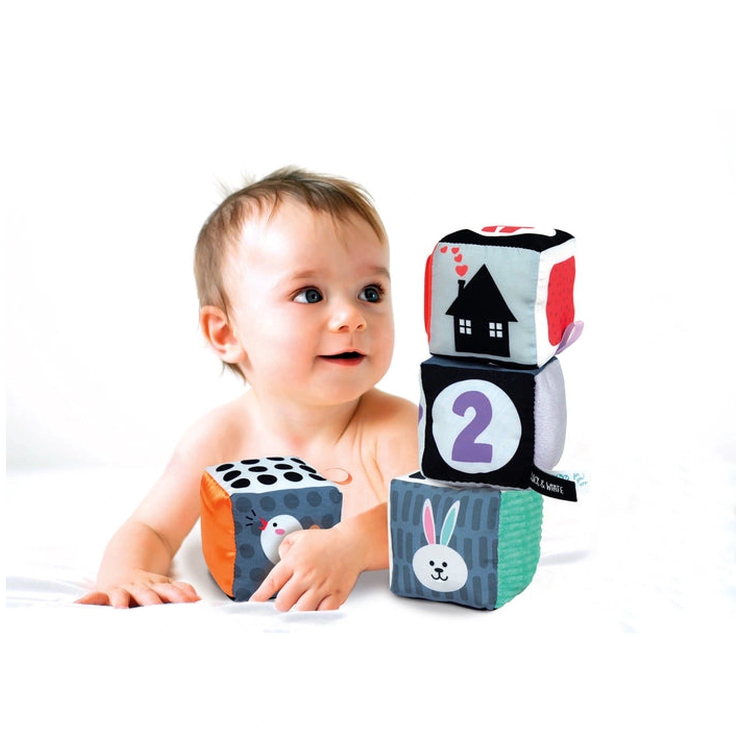 Baby Clementoni - Black & White Soft Activity Blocks Baby Activity Toys