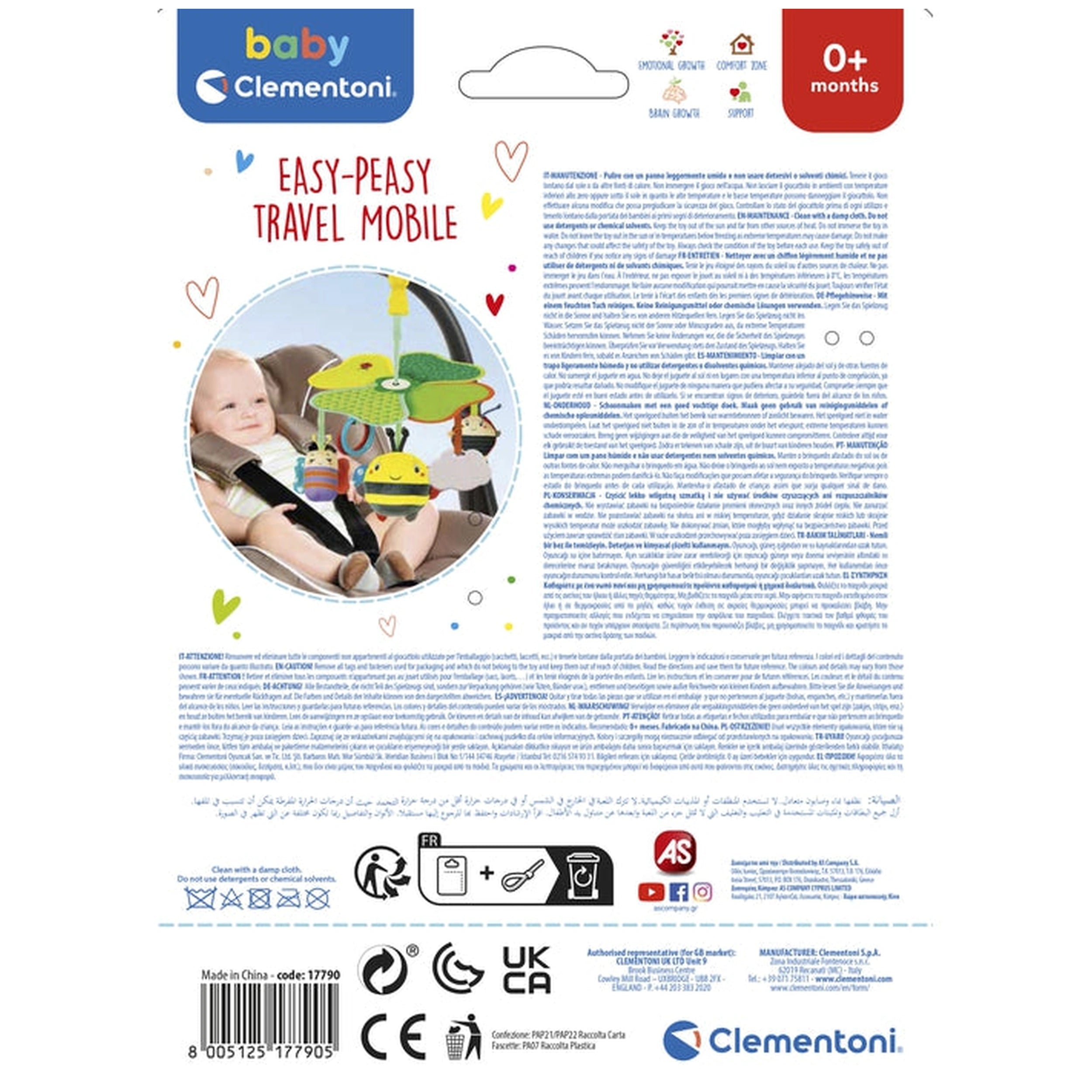Baby Clementoni - Juguetes de Actividad para Bebés Móvil de Viaje Fácil