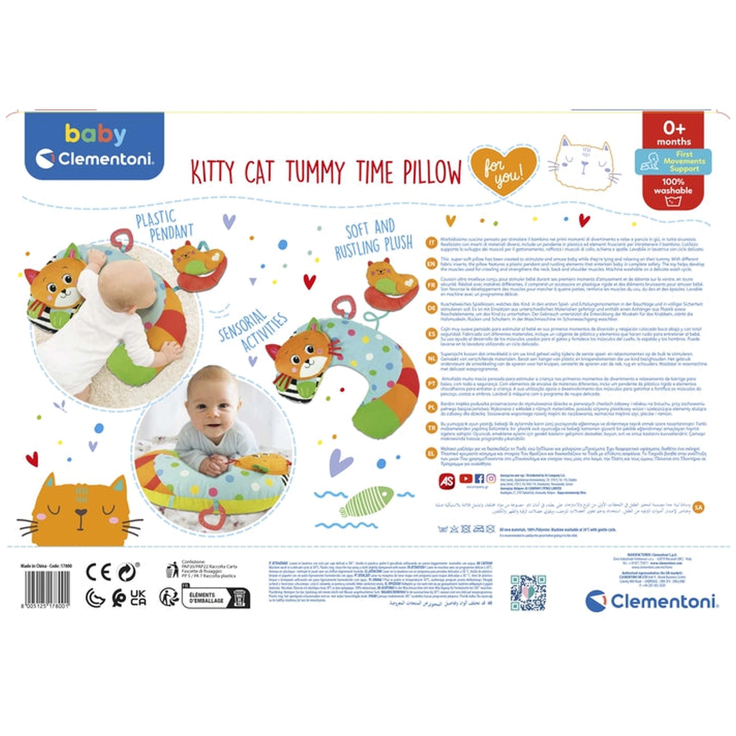Baby Clementoni - Kitty Cat Tummy Time Pillow