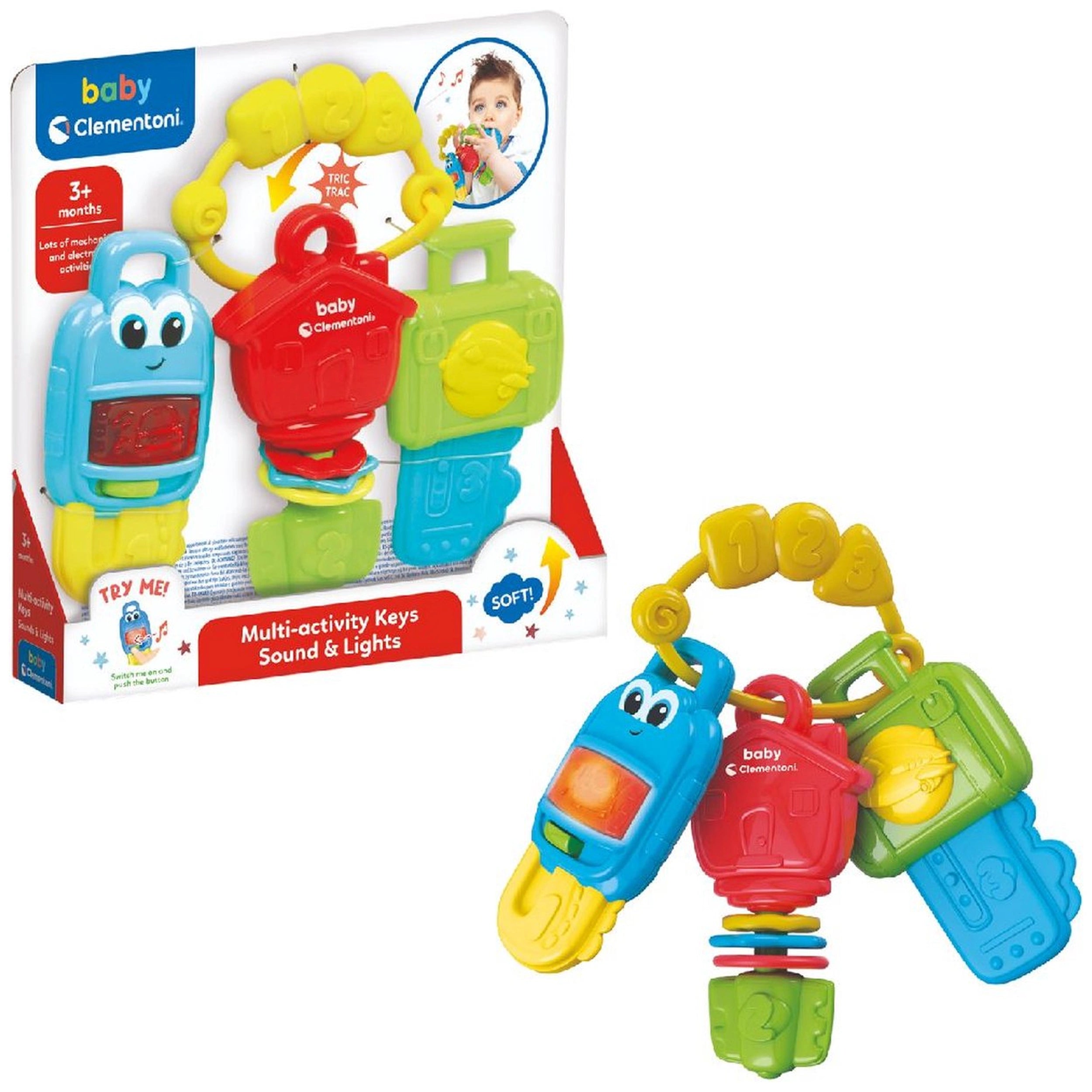 Baby Clementoni - Llaves Multiactividad Sonido y Luces Juguetes de Actividad para Bebés
